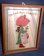 1 PAINTING VINTAGE 80 SARAH KAY MIRROR PICTURE START HAPPY DAY holly hobbie,girl