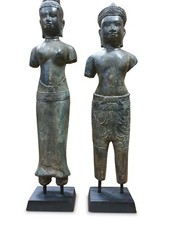 Statua bronzo re khmer coppia