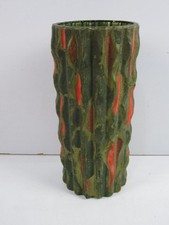 vaso portafiori in vetro dipinto a mano spruzzo arte decò M G GAGGIA verde rosso
