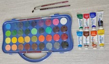 Tavolozza Di 36 Colori Ad Acquerello+8 Tubetti Colore A Tempera Giotto+4Pennelli