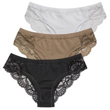 Slip da Donna con pizzo in Cotone Modal Nottingham, Pacco da 3 e 6, Art. 6100