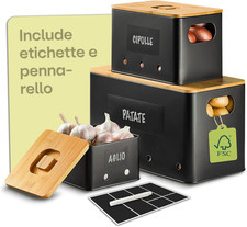 Porta Patate Cucina – Set Di 3 Contenitori per Patate, Cipolle & Aglio – Impilab