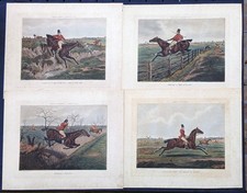 lotto 4 stampe antiche caccia