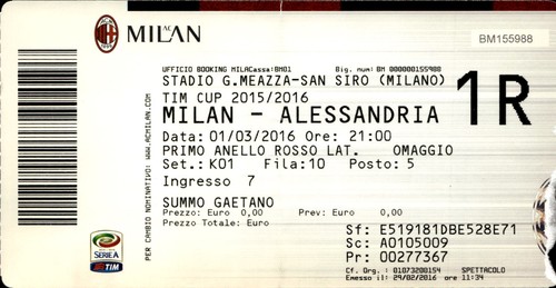 Biglietto stadio milan - biglietto,
