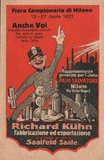 1921 RICHARD KUHN S. PAPA Fiera Campionaria Milano RARA Cartolina pubblicitaria
