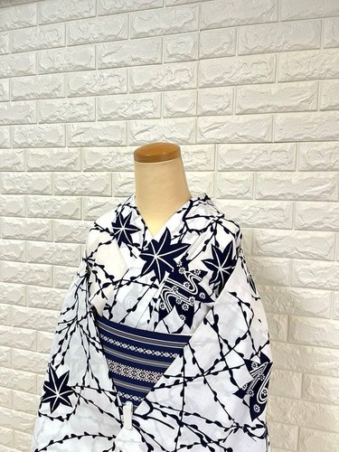 Kimono yukata cotone bianco - in,