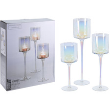 SET 3 PORTA CANDELE VETRO