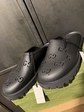 Gucci Mules Uomo Nero GG Monogram Gomma Taglia 14UK/15US