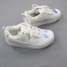 Scarpe da passeggio Skechers Shape Ups donna 8 pelle bianca imbottita schiuma NUOVE