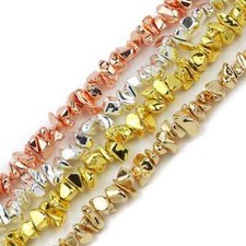 4~10mm Gold Silver Plated Hematite Irregular Gravel Natural Stone Loose Beads