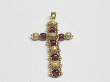 Pendaglio oro giallo 18 kt 750 croce pepite ametista -1450/ST-