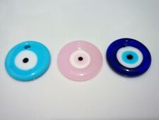 1pz ciondolo tondo occhio di allah in vetro di lampwork 30mm colori vari bijoux