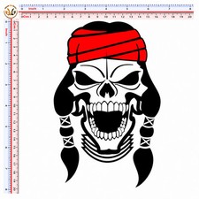 teschio apache adesivo auto moto casco scontornato sticker skull apache 1 pz.