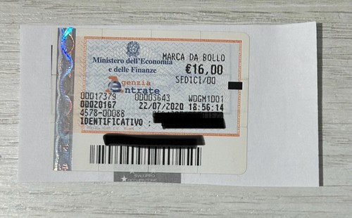 Marca bollo euro 22 - da, 16
