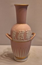 Antico vaso ceramica porcellana rilievo Limoges Francia rosa 1900 ca. Tharaud XX