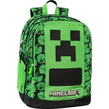 Zaino Organizzato 3 Tasche Scuola Minecraft Pixel - Nuova Collezione 2025/2026