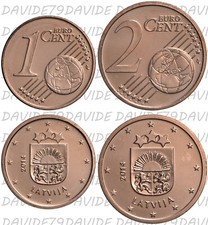 LETTONIA - 1 E 2 CENTESIMI DI EURO 2014 - FDC 