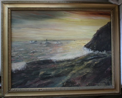 Dipinto olio paesaggio - , marino