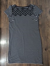 Abito Tshirt Talbot's Classico Navy e Bianco Righe Cerchi Ricamati Taglia Med