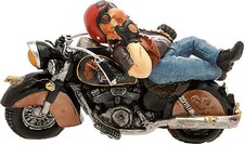 Modellino Motociclista con Moto Nera - cm 32x19h (in metallo verniciato)