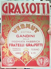 2 ETICHETTE doppie GRASSOTTI VERMUT EXTRA GANDINI RIVAROLO CANAVESE TORINO -1247