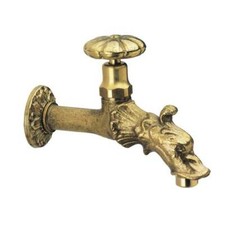 Rubinetto Artistico Pomolo Esterno in Ottone Fontana Antico Giardino Drago
