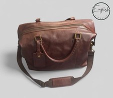 Borsa da viaggio media Barbour in pelle marrone