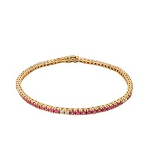 Bracciale Donna Tennis Rosa Diamanti Oro 18kt - Oro Rigenerato
