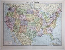 1920 Mappa Grande Stati Uniti