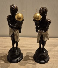 Coppia candelieri Moretti Metallo Fuso H 25 cm 2.2kg Stile Veneziano Blackamoor