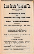 PUBBLICITA'1909 STRADE FERRATE FRANCESI DELL' EST ITINERARI CARROZZE TRENI ORARI