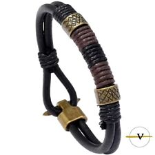 BRACCIALE UOMO IN VERA PELLE COLORE BRONZO ANTICHIZZATO CON INTARSI IN METALLO