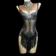 Bodysuit Women Rhinestones