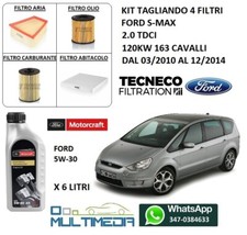 KIT TAGLIANDO FILTRI OLIO ORIGINALE 5W30 FORD S-MAX 2.0 TDCI 163 CAVALLI 120KW