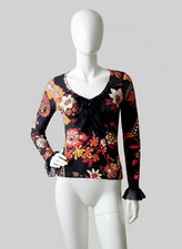 PAOLA FRANI Top con volant in seta e stampa fiorata tg IT 42