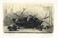 LIVIO CESCHIN  " NATURA MORTA- 1998" Acquaforte con fondino. GRAFICA