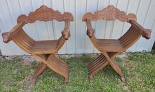 Coppia Sedie Savonarola In Legno