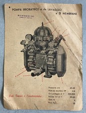 POMPA IRRORATRICE - Cartoncino Dati Tecnici e Caratteristiche - anni '30/'40