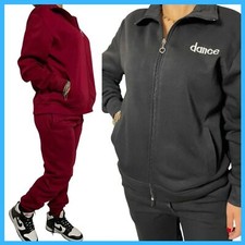 Tuta da donna invernale felpata sportiva completa pantaloni zip XL XXL Nera Blu