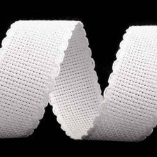 5mt Nastro TELA AIDA Bordino Ricamabile Bordo 3cm BIANCO Ricamo Corredo Creativo