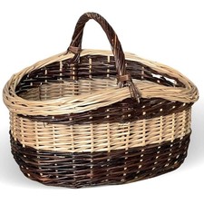 Cesto in vimini paniere Sofia ovale bicolore con manico cm 44 x cm 35 h 24