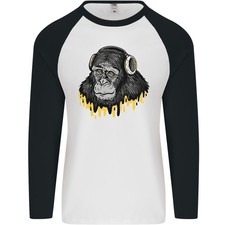 Maglietta Da Baseball L/S Per Uomo Con Cuffie DJ Monkey