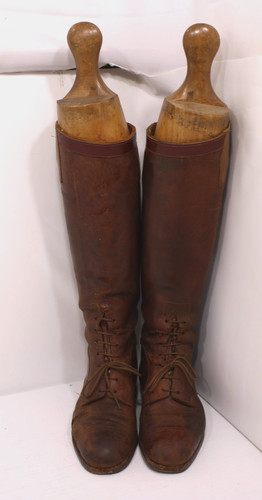 Antique brown leather lace - leather, up