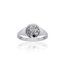 Celtic Yin Yang 925 Anello Argento Sterling Sottile Equilibrio Armonia Gioielli
