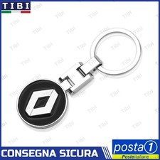 Portachiavi Renault in metallo cromato logo nero accessorio auto elegante regalo