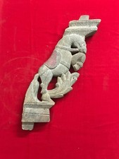 Temple Art Cavallo Corbel Staffa Legno Antico Carro Yalli Statua Vintage D98