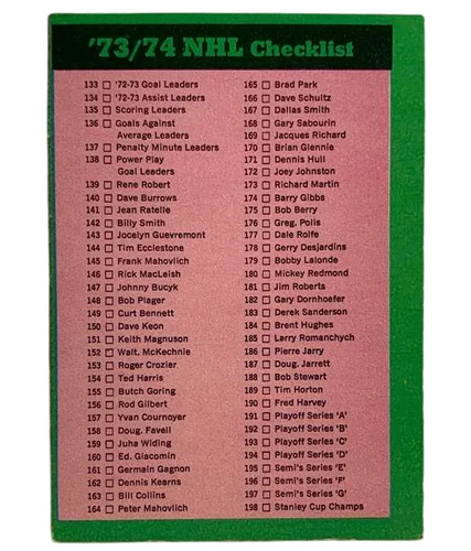 1973 pee chee light backs - o-pee-chee,
