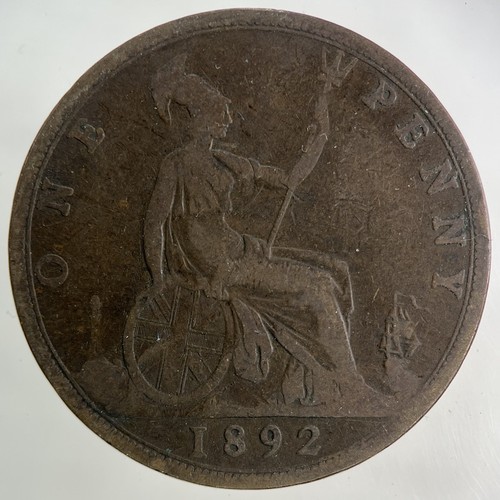 1892 victoria one penny coin - 1892,