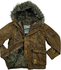 HOT Uomo ABERCROMBIE & FITCH MT WASHINGTON PARKA PELLICCIA CAPPUCCIO MARRONE MILITARE Giacca L