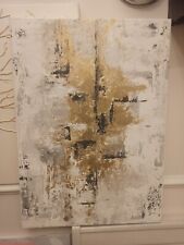 Quadro Dipinto A Mano Su Tela Astratto Moderno Astratto Oro Grigio Materico